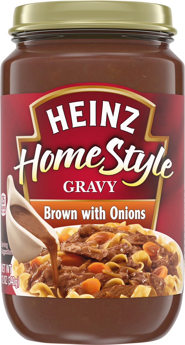 slide 5 of 9, Heinz HomeStyle Brown with Onions Gravy, 12 oz Jar, 12 oz