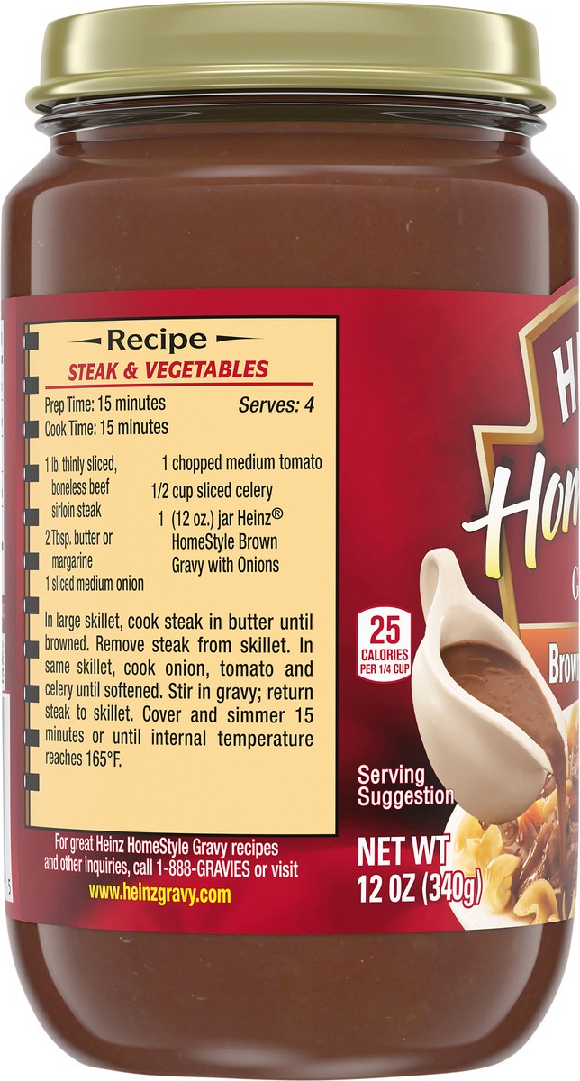 slide 7 of 9, Heinz HomeStyle Brown with Onions Gravy, 12 oz Jar, 12 oz