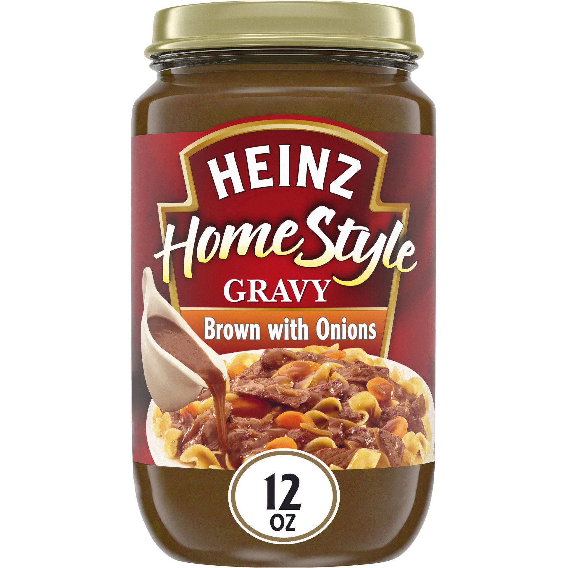 slide 1 of 9, Heinz HomeStyle Brown with Onions Gravy, 12 oz Jar, 12 oz