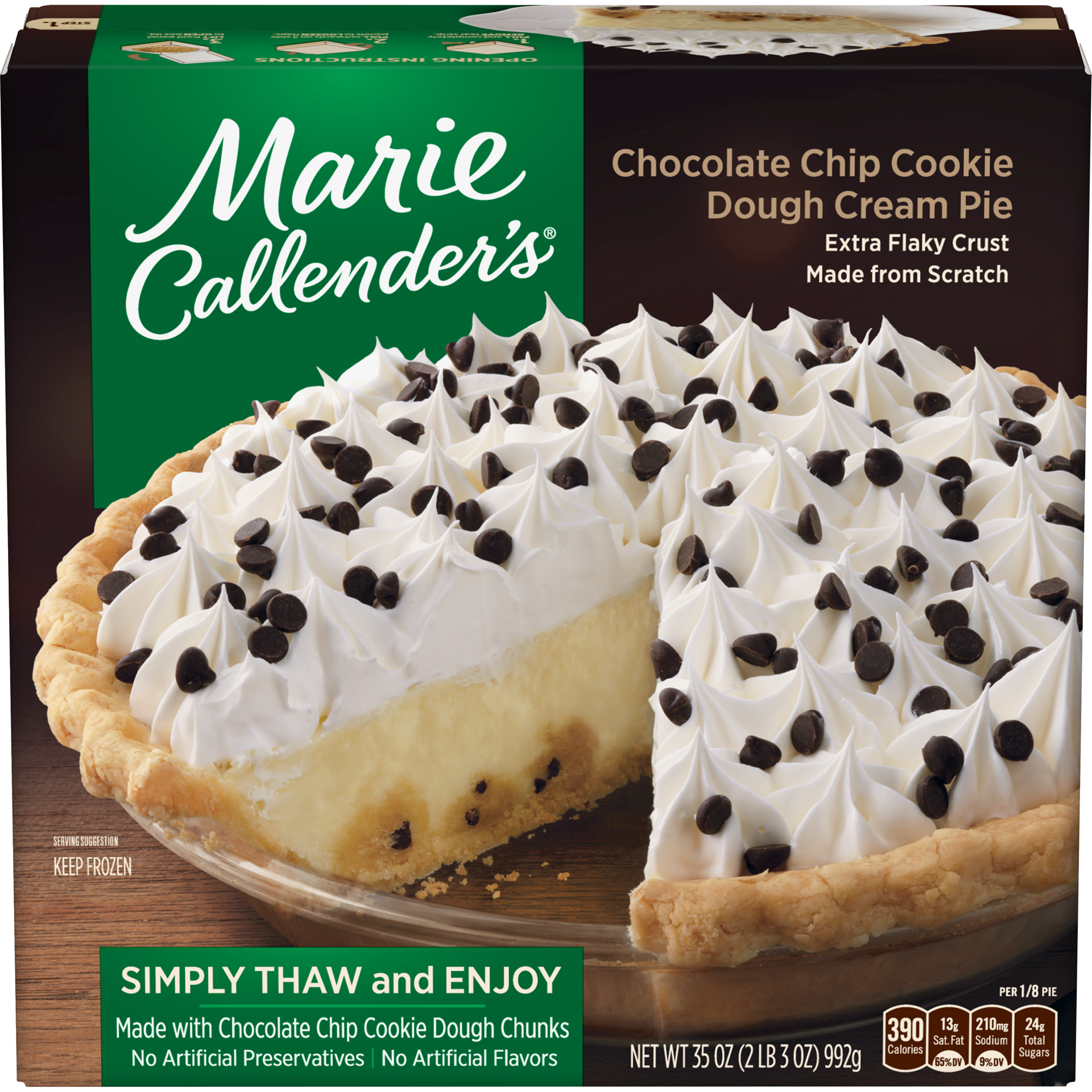 slide 1 of 2, Marie Callender's Chocolate Chip Cookie Dough Cream Pie Frozen Dessert, 35 Ounce, 35 oz