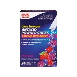slide 1 of 1, CVS Pharmacy Ultra Strength Mixed Berry Antacid Powder Sticks, 24 ct