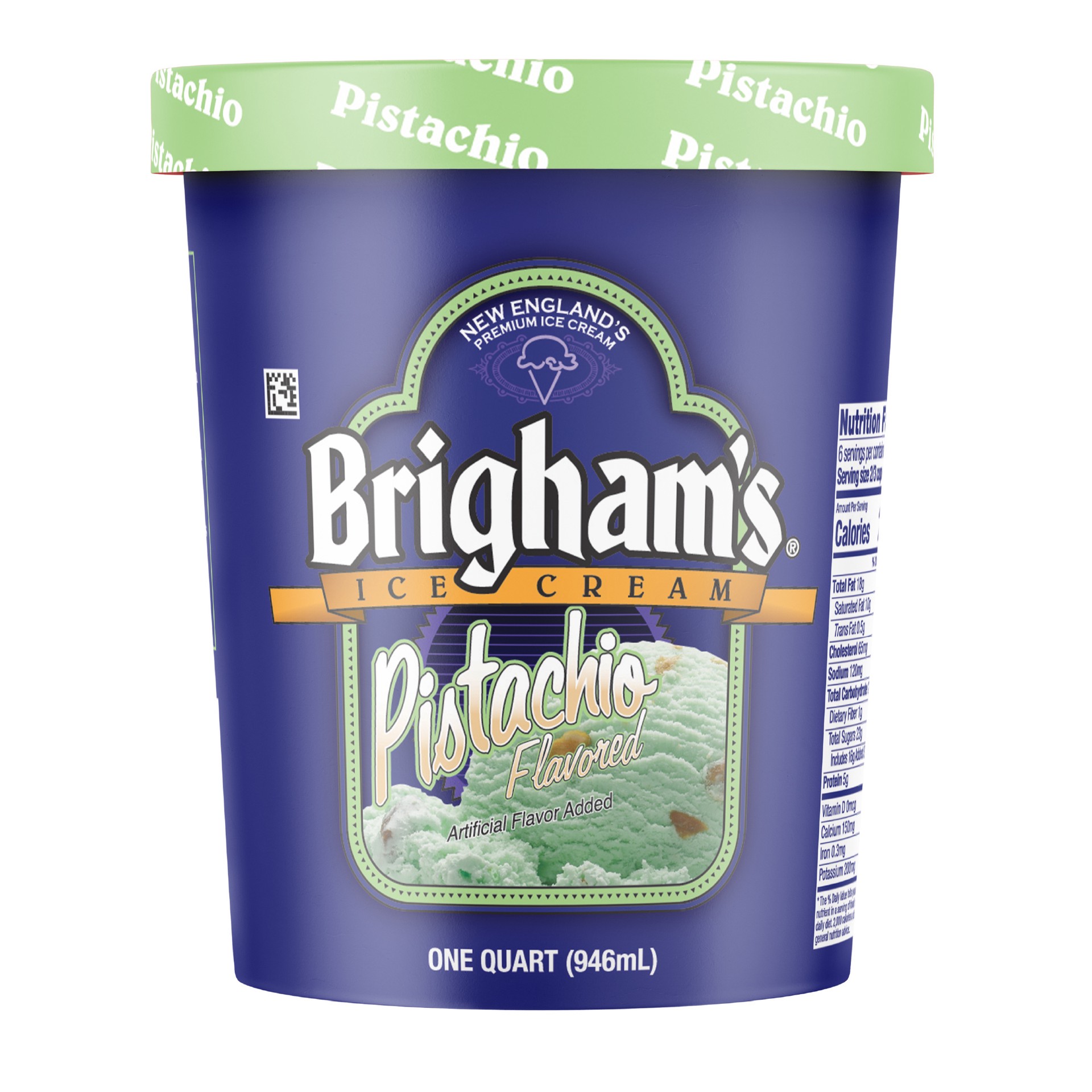 slide 1 of 9, Brigham's Pistachio Ice Cream, 1 Quart, 1 qt