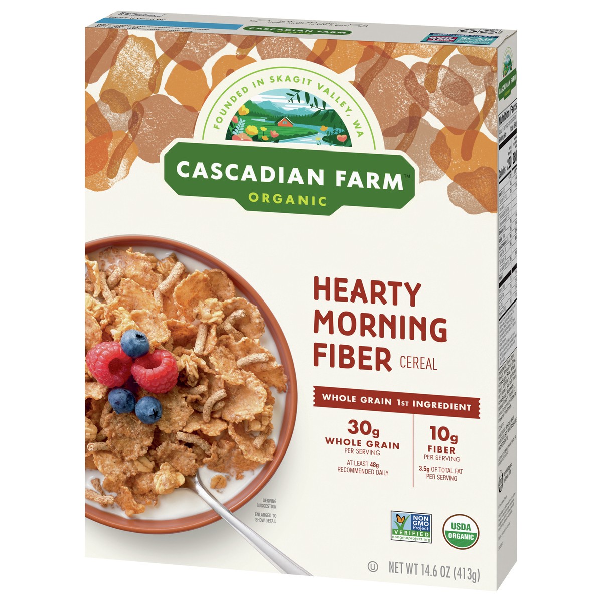 slide 3 of 13, Cascadian Farm Organic Hearty Morning Fiber Cereal, Non-GMO, 14.6 oz., 14.6 oz