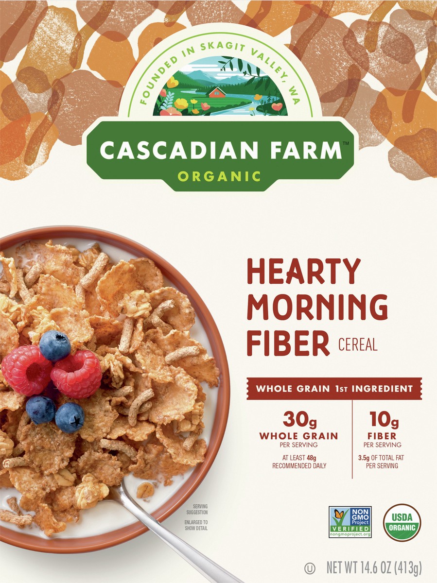 slide 13 of 13, Cascadian Farm Organic Hearty Morning Fiber Cereal, Non-GMO, 14.6 oz., 14.6 oz