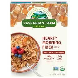 Cascadian Farm Organic Hearty Morning Fiber Cereal, Made with Whole Grain, 14.6 oz
