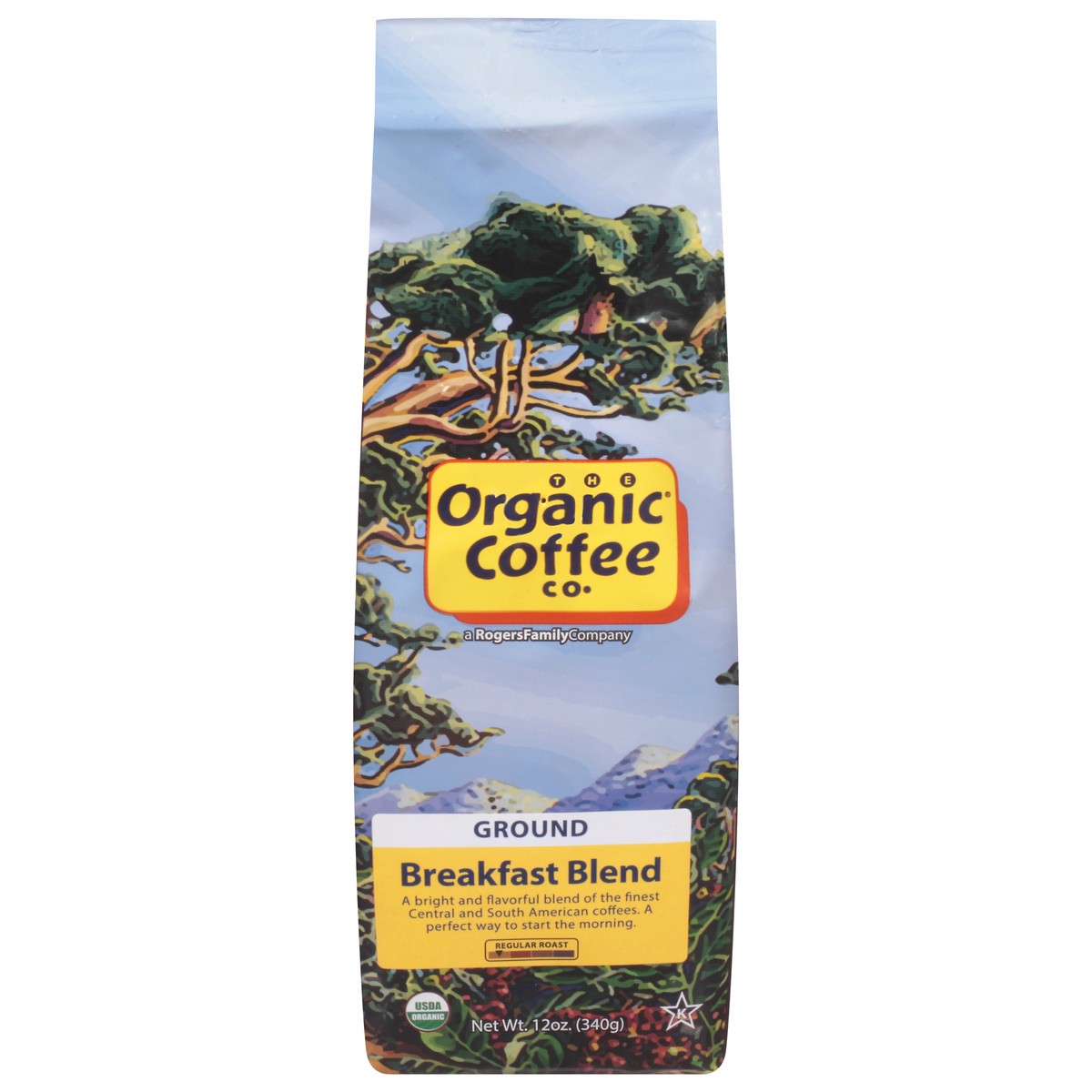 slide 1 of 9, The Organic Coffee Co. Breakfast Blend Regular Roast Ground Coffee 12 oz, 12 oz