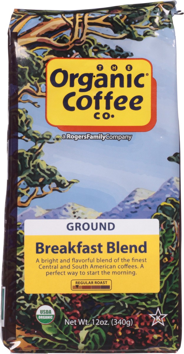 slide 1 of 9, The Organic Coffee Co. Breakfast Blend Regular Roast Ground Coffee - 12 oz, 12 oz