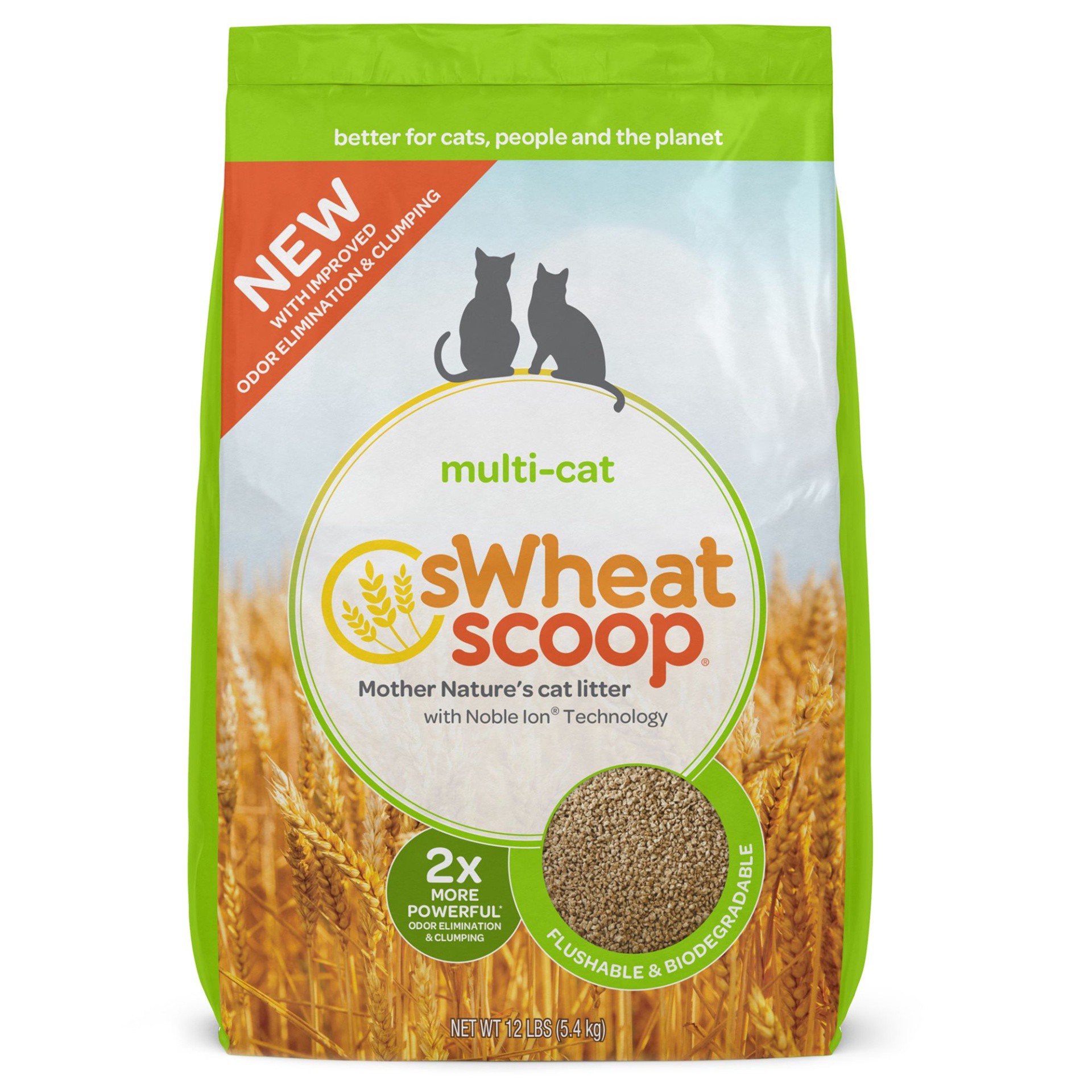 slide 1 of 1, sWheat Scoop Scoopable Cat Litter Multi-Cat Strength, 12 lb