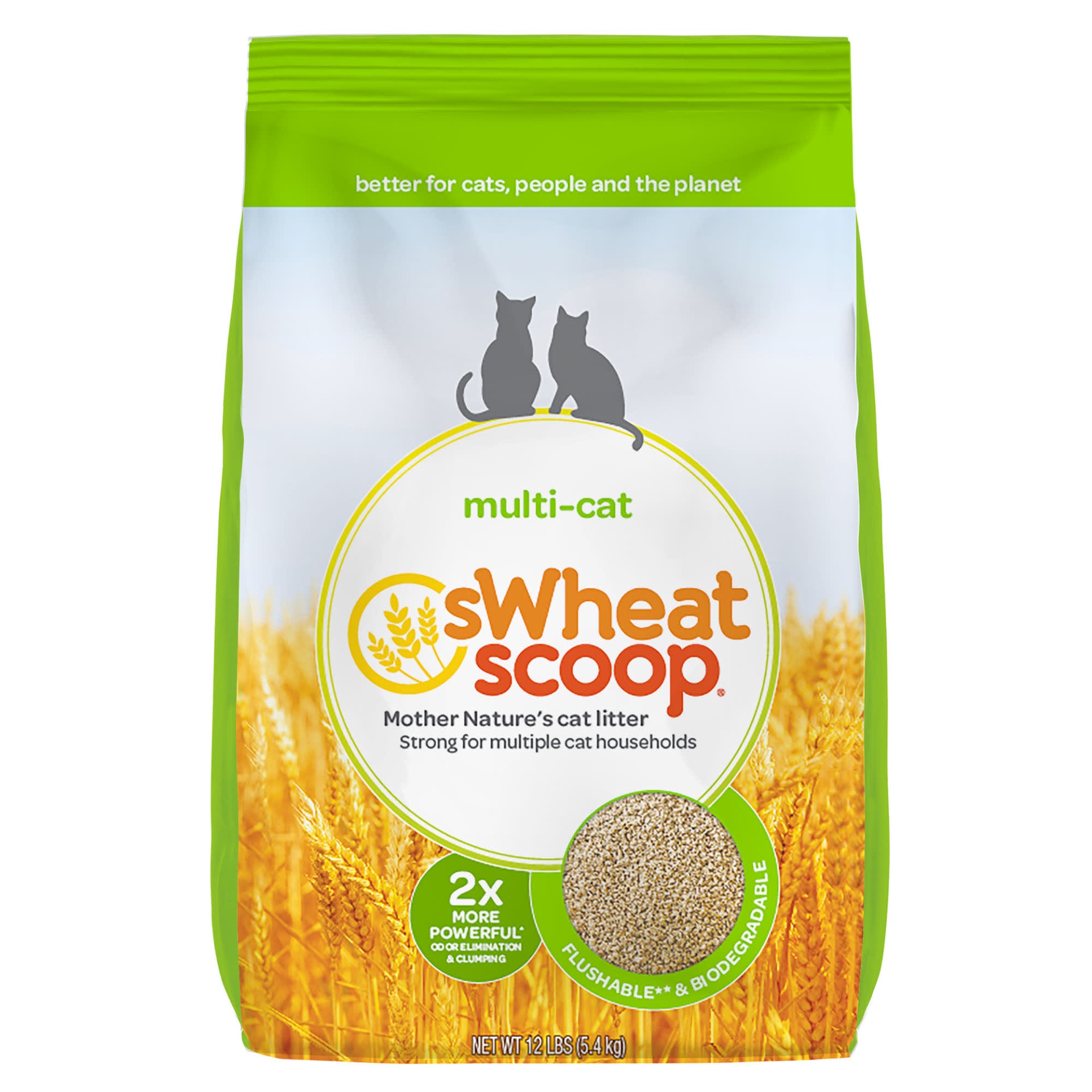 slide 1 of 1, sWheat Scoop Scoopable Cat Litter Multi-Cat Strength, 12 lb