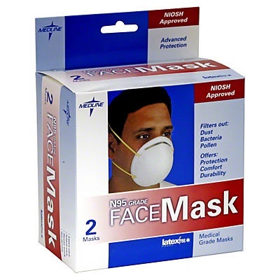 slide 1 of 1, Medline N95 Grade Face Mask, 2 ct