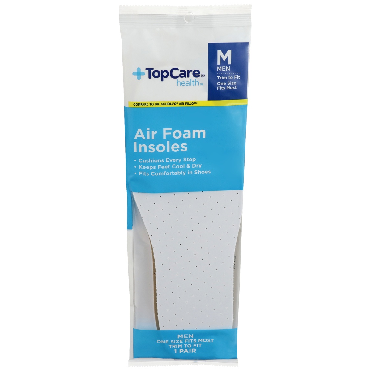 slide 1 of 1, TopCare Top Care Air Foam Insoles For Men, One Size