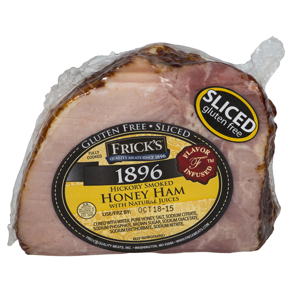 slide 1 of 1, Frick's Honey Ham, Sliced, Boneless, Fully Cooked, Quarter, per lb