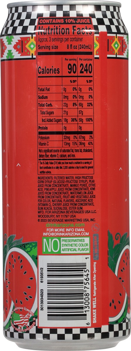 slide 13 of 13, AriZona Watermelon Fruit Juice Cocktail - 22 fl oz, 22 fl oz