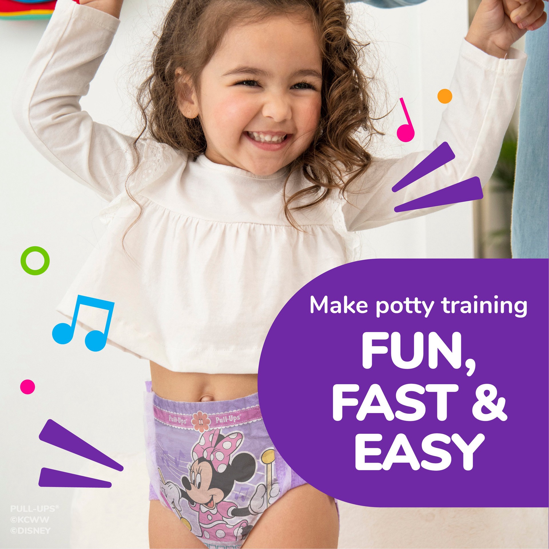 slide 3 of 5, Pull-Ups Girls' Potty Training Pants, 3T-4T (32-40 lbs), 20 Count, 20 ct