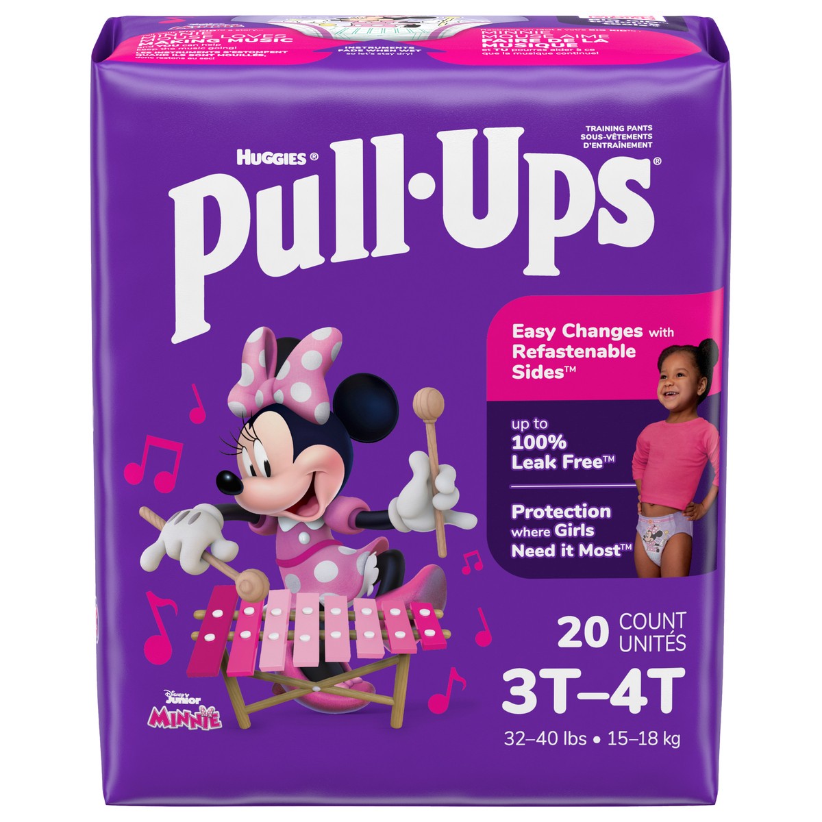 slide 1 of 5, Pull-Ups Girls' Potty Training Pants, 3T-4T (32-40 lbs), 20 Count, 20 ct