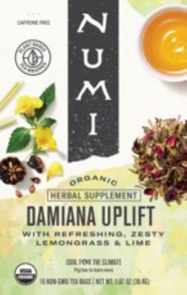 slide 1 of 1, Numi Damiana Uplift Organic Herbal Tea Bags, 1.13 oz