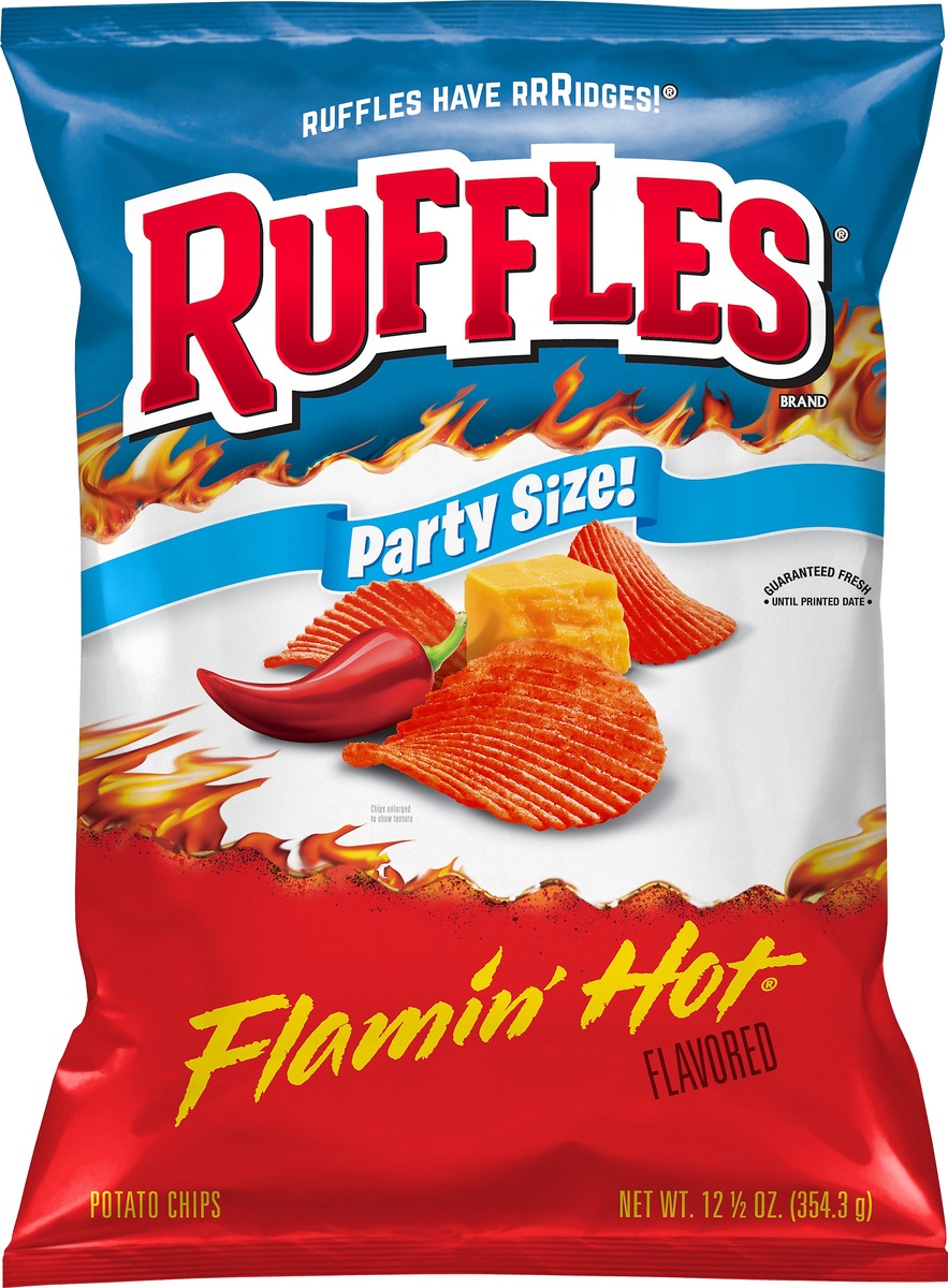 slide 4 of 6, Ruffles Party Size Flamin Hot Flavored Potato Chips 12.5 oz, 1 ct