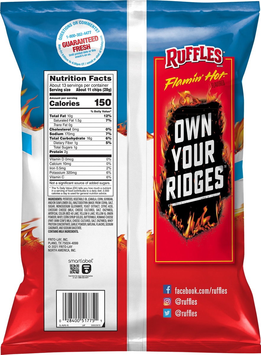 slide 5 of 6, Ruffles Party Size Flamin Hot Flavored Potato Chips 12.5 oz, 1 ct