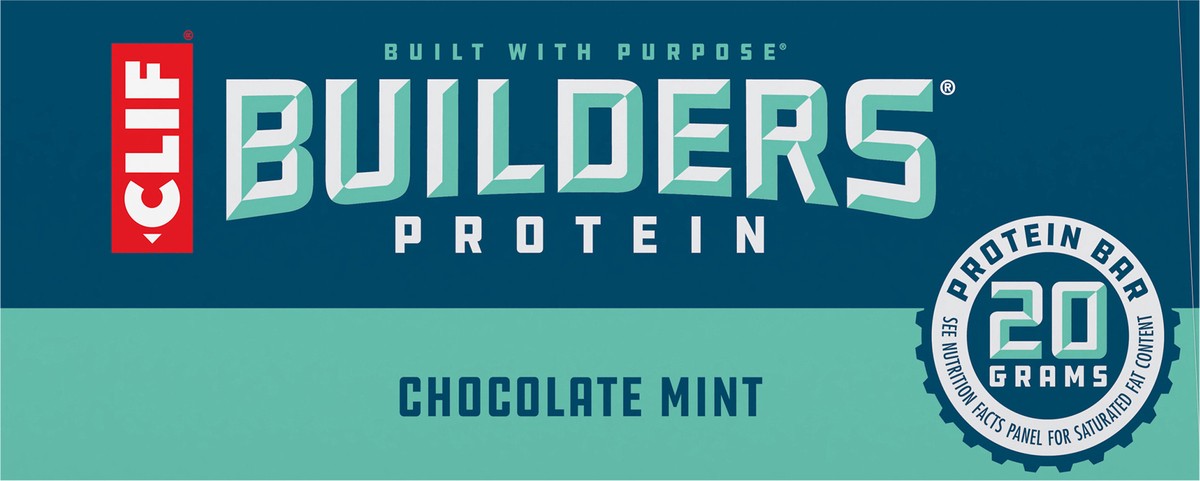 slide 9 of 9, CLIF Builders - Chocolate Mint Flavor - Protein Bars - Gluten-Free - Non-GMO - Low Glycemic - 20g Protein - 2.4 oz. (6 Pack), 14.4 oz