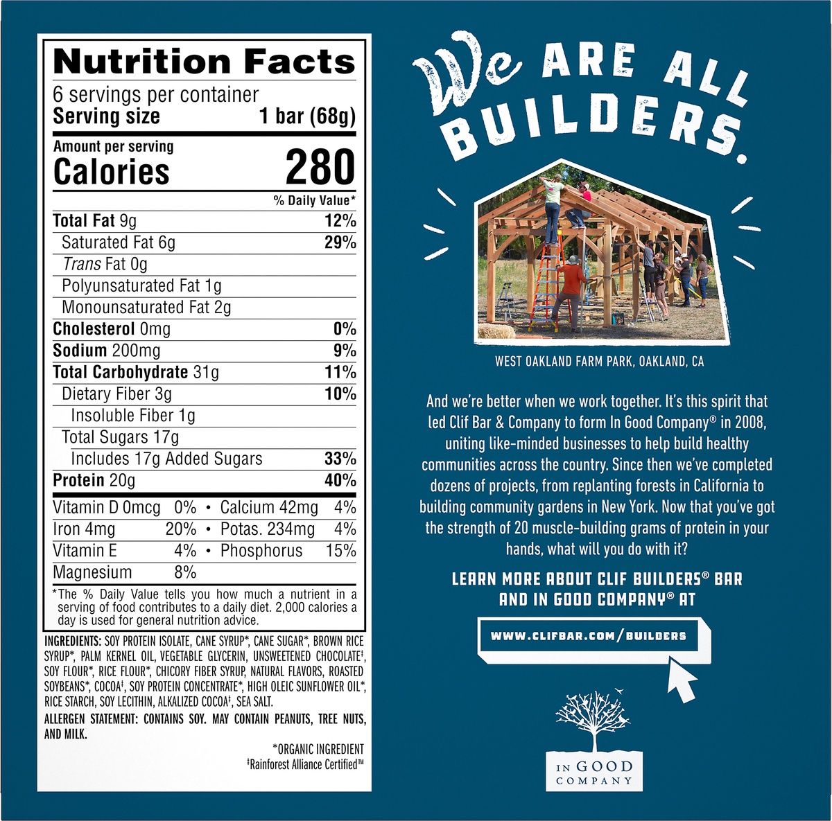 slide 10 of 10, CLIF Builders Chocolate Mint Protein Bars, 6 ct; 2.4 oz