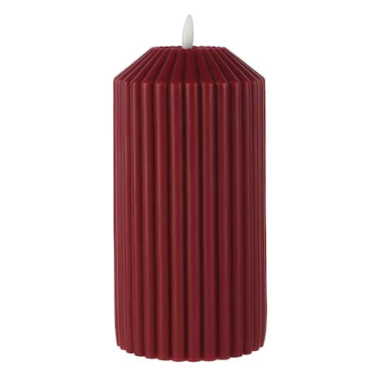 slide 1 of 2, 8" Ribbed Wax Led Pillar Candle By Ashland, 8 in x 4 in