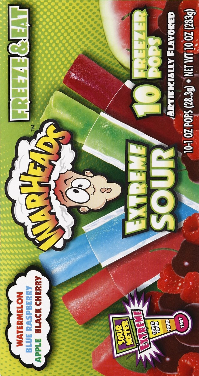 slide 2 of 5, Warheads Freezer Bars, Assorted Extreme Sour-Jel Sert *Not Sold Frozen, 10 ct
