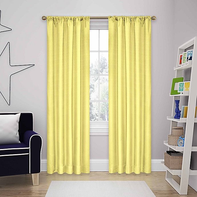 slide 1 of 2, Eclipse Kendall Rod Pocket Room Darkening Window Curtain Panel - Lemon, 95 in