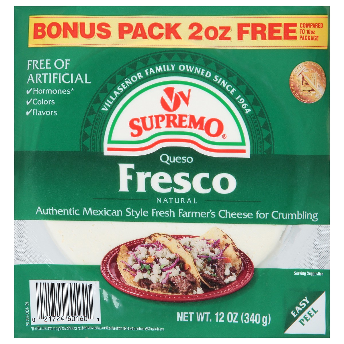 slide 1 of 5, Supremo Natural Fresco Queso Bonus Pack 12 oz, 12 oz