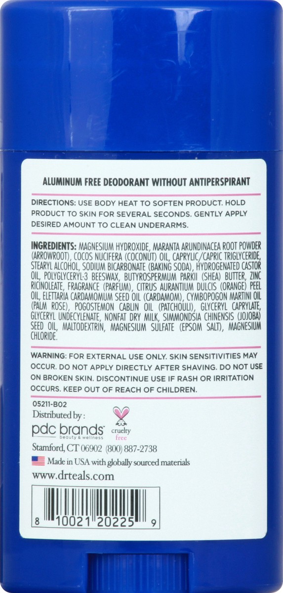 slide 2 of 9, Dr. Teal's Aluminum Free Deodorant Rose & Milk, 2.65 oz