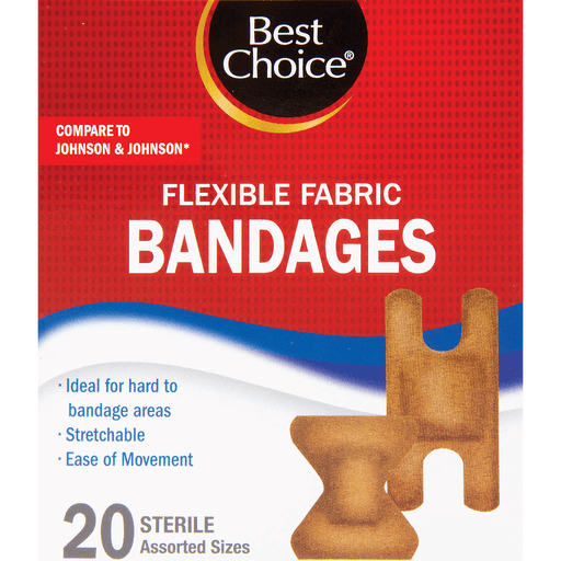 slide 1 of 1, Best Choice Flexible Fabric Bandages Assorted Sizes, 20 ct