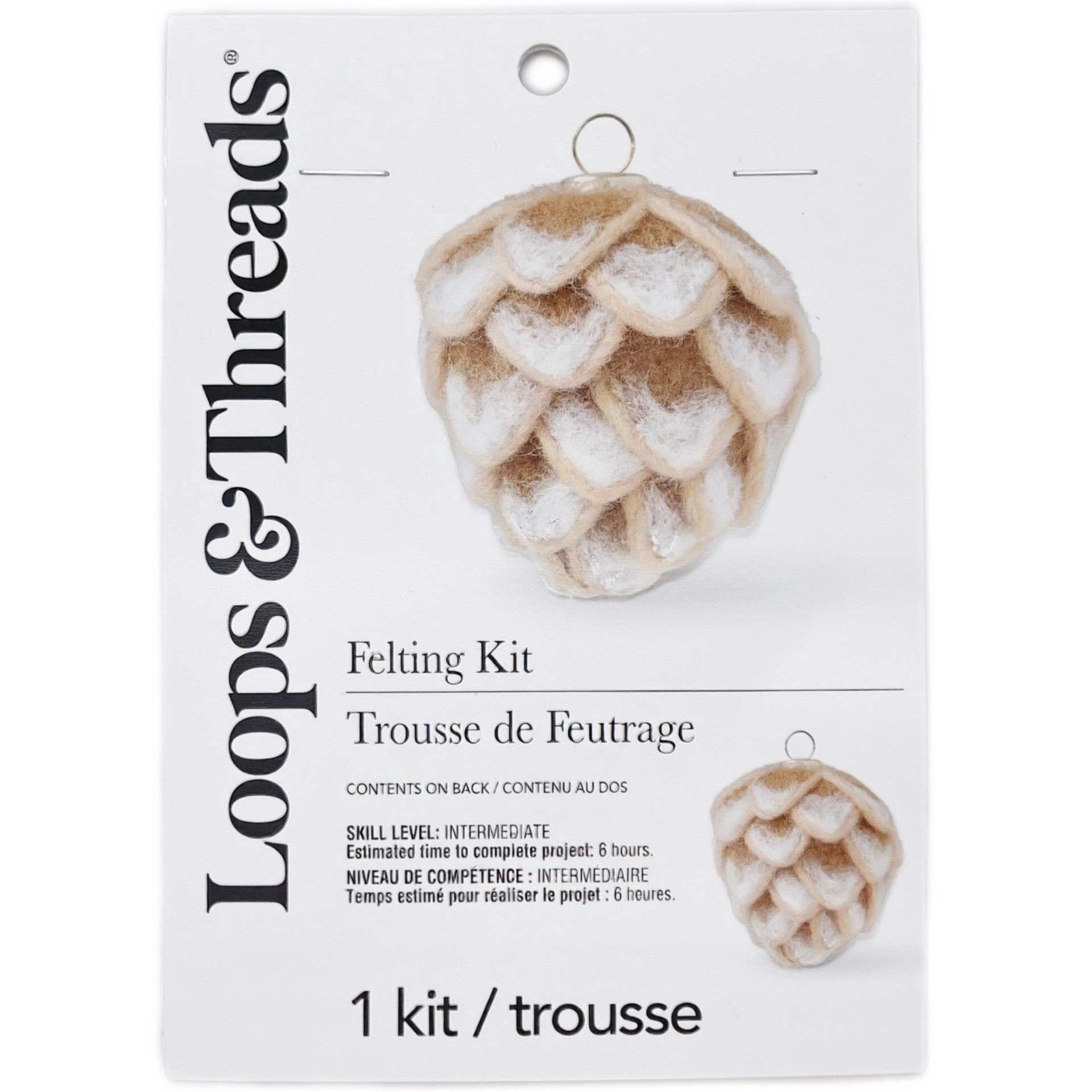 slide 3 of 9, Christmas Frosted Pinecone Ornament Felting Kit By Loops & Threads, 5 in x 2 in x 2 in