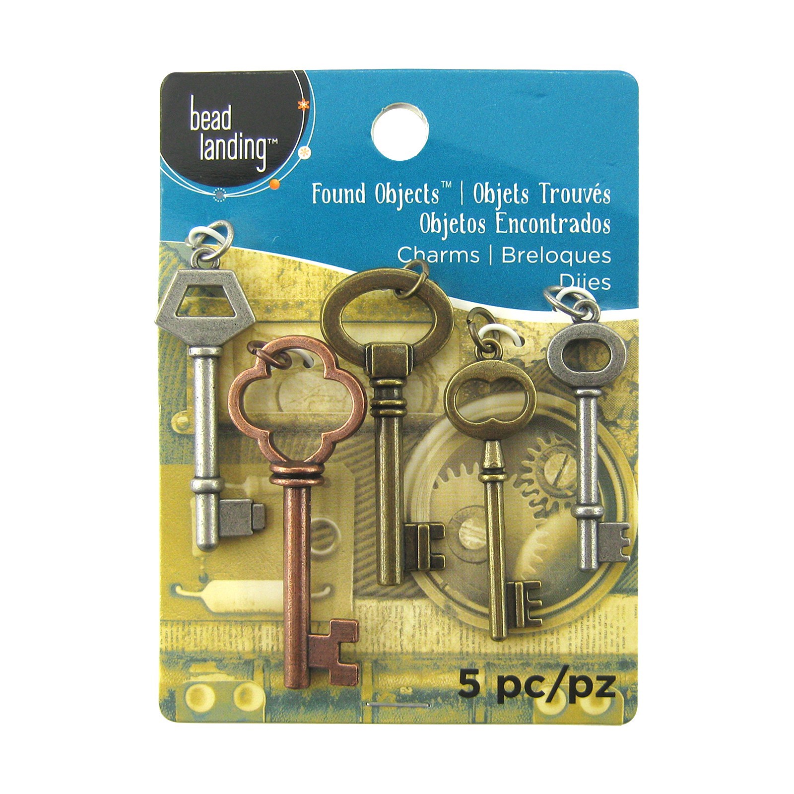 slide 2 of 3, Found Objects Multicolor Key Charms By Bead Landing, 5 charms