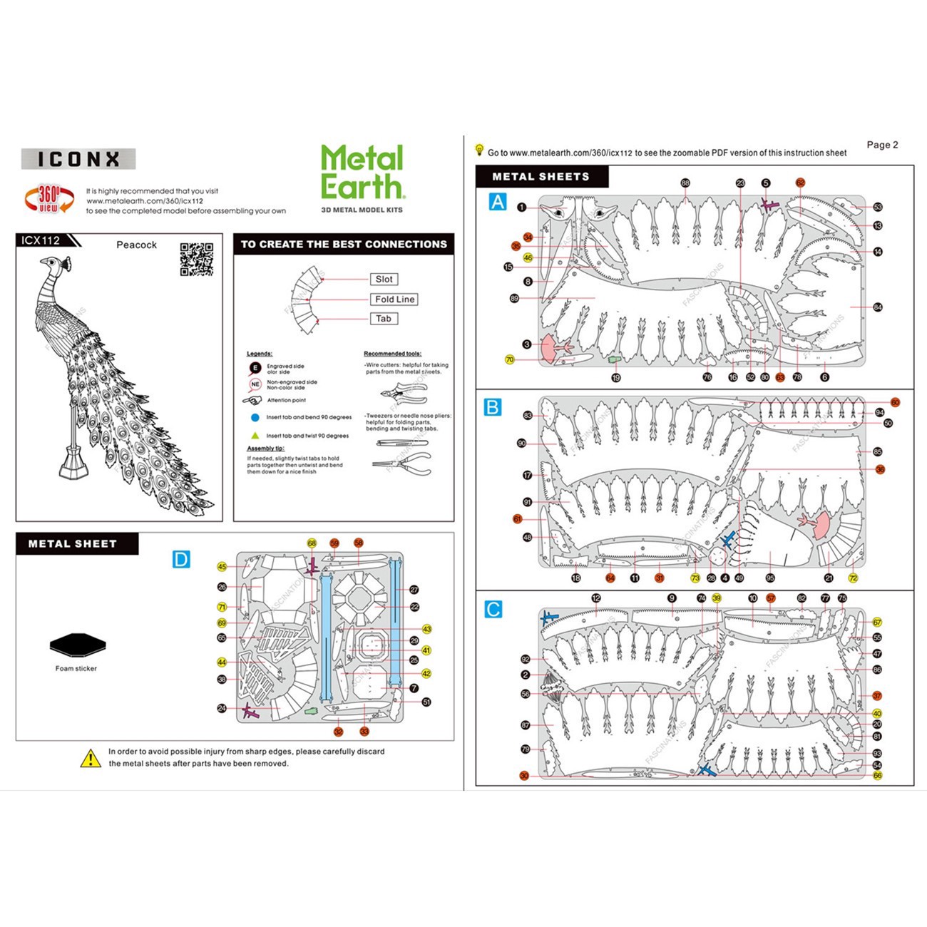 slide 2 of 12, Fascinations Metal Earth Premium Series Peacock Metal Model Kit, 7.09 in x 3.15 in x 9.5 in