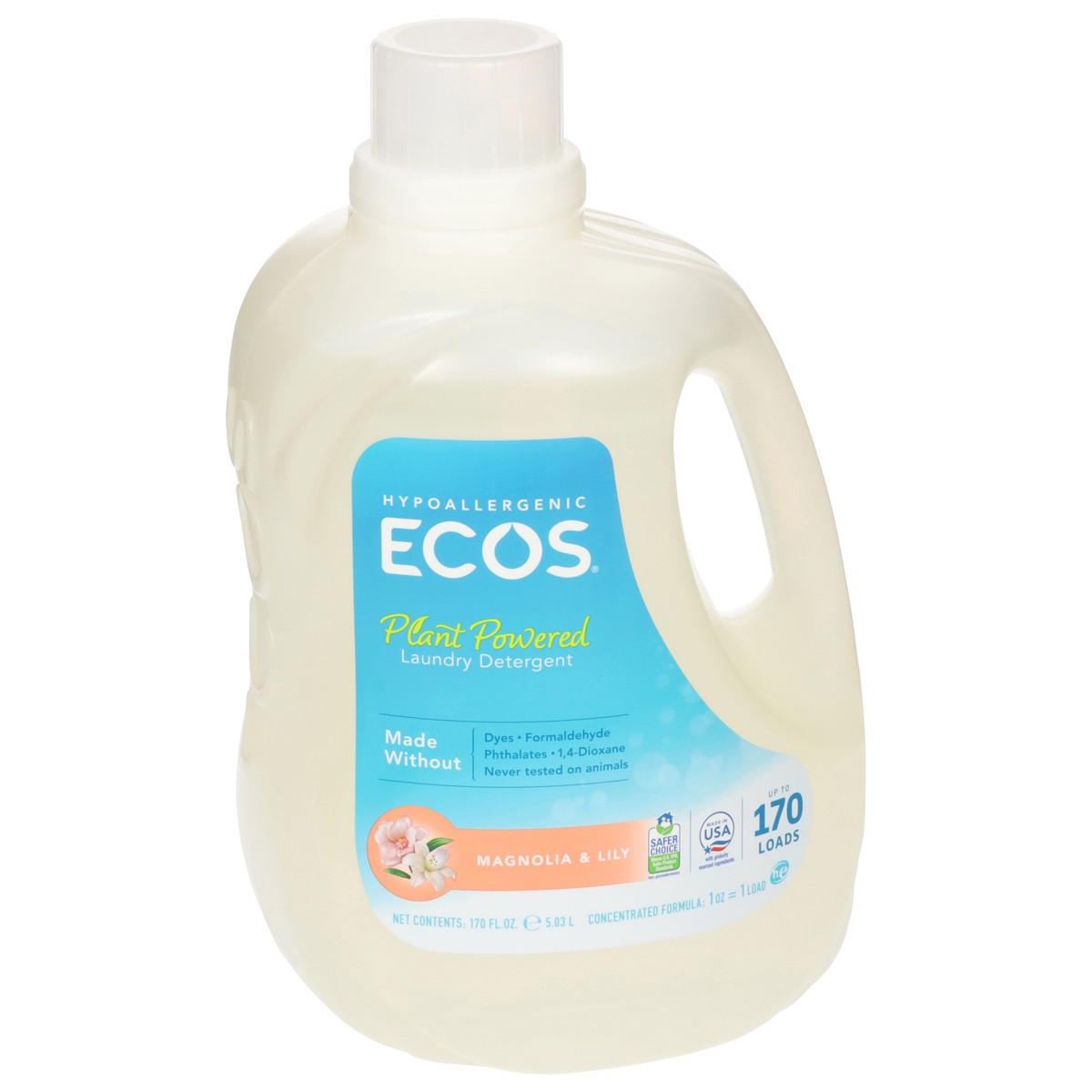 slide 4 of 13, ECOS Plant Powered Hypoallergenic Magnolia & Lily Laundry Detergent 170 fl oz, 170 fl oz