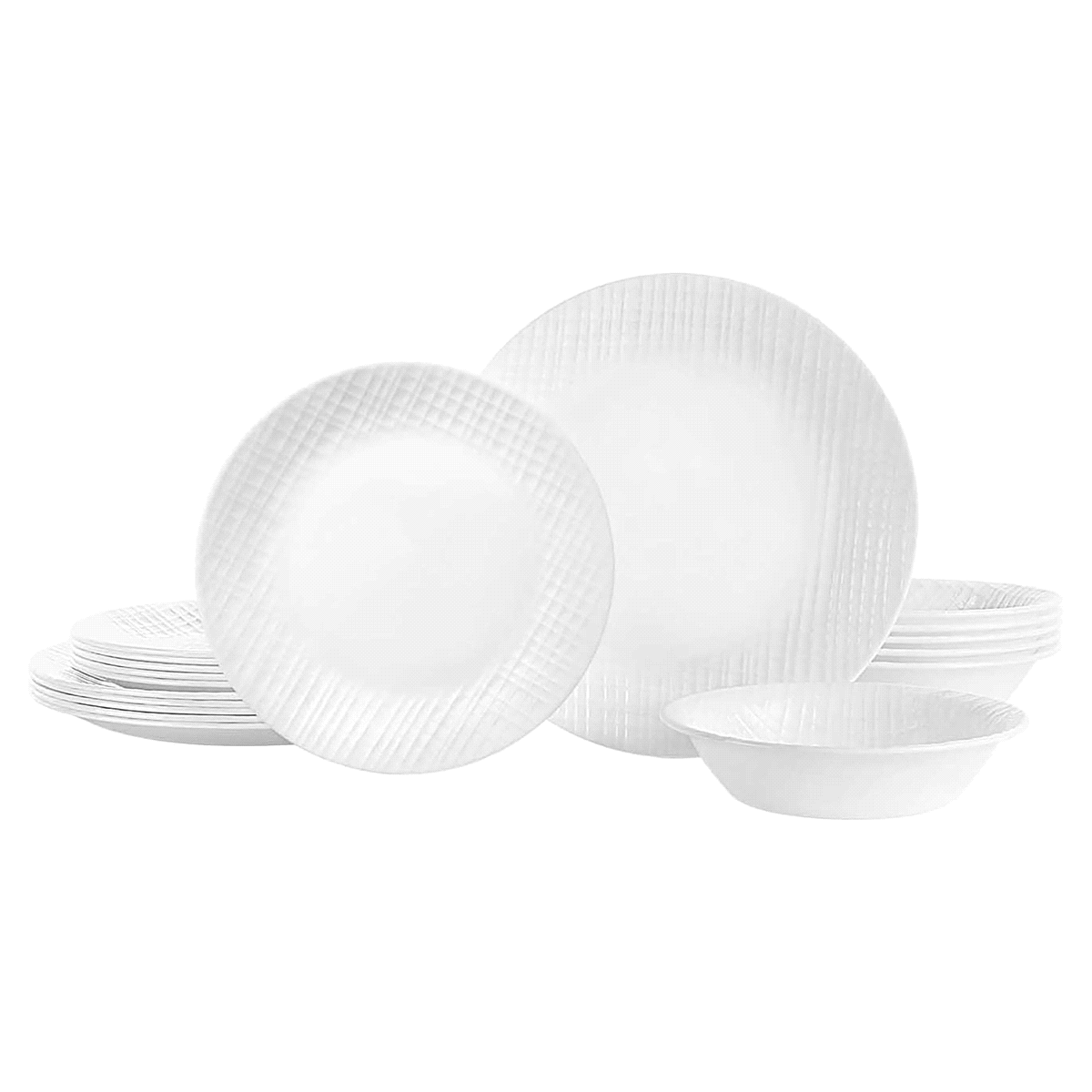 slide 1 of 5, Corelle Studio Embossed Linen Weave Dinnerware Set, 18 ct