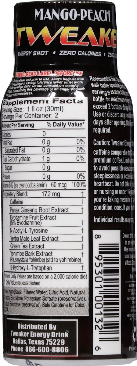 slide 12 of 13, Tweaker Extra Strength Energy Shot Mango-Peach - 2 fl oz, 2 fl oz