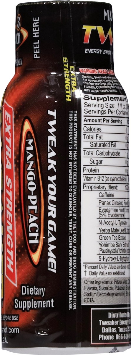 slide 5 of 13, Tweaker Extra Strength Energy Shot Mango-Peach - 2 fl oz, 2 fl oz