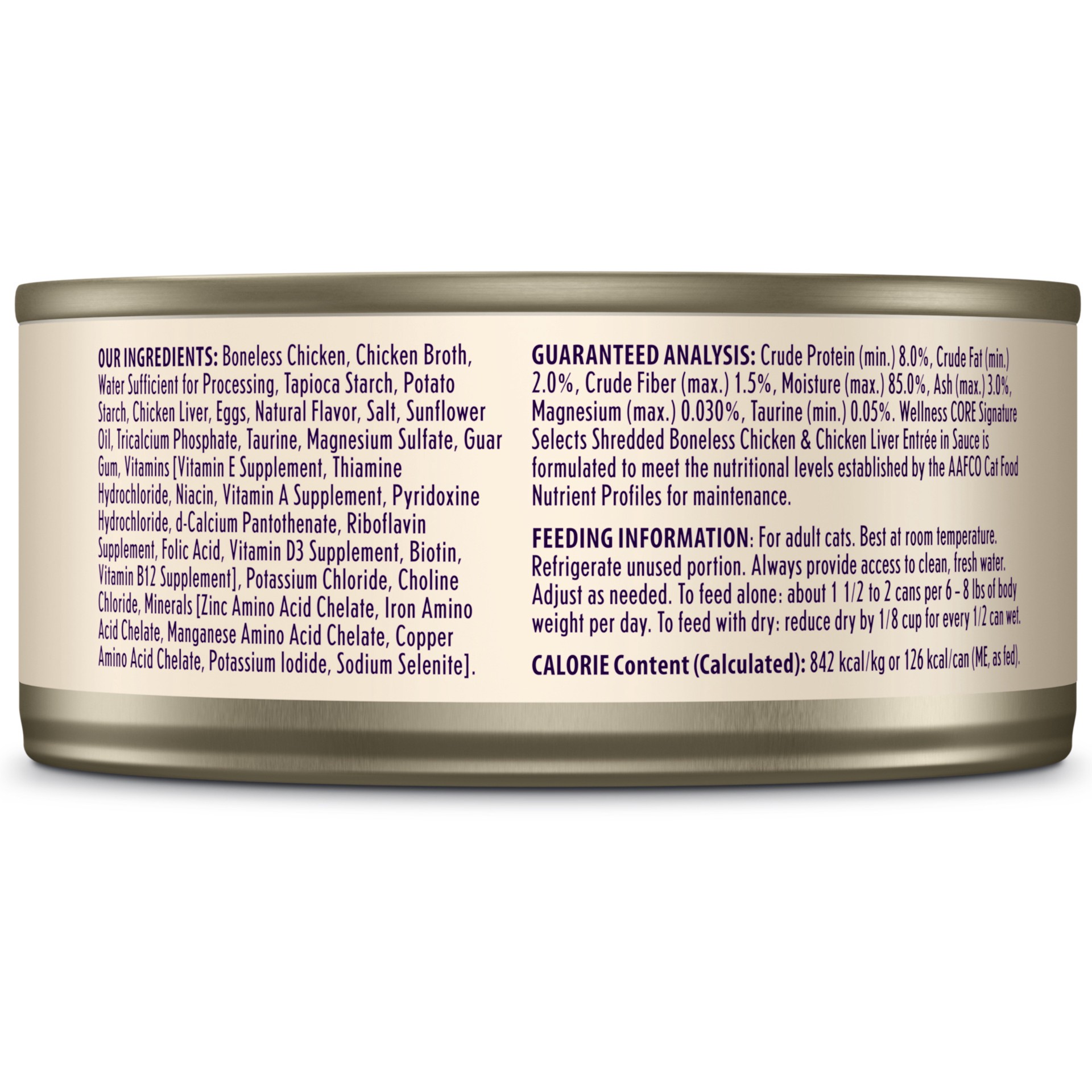 slide 3 of 5, Wellness Signature Selects Grain Free Shredded White Meat Chicken with Chicken Liver Entree Canned Cat Food, 1 ct