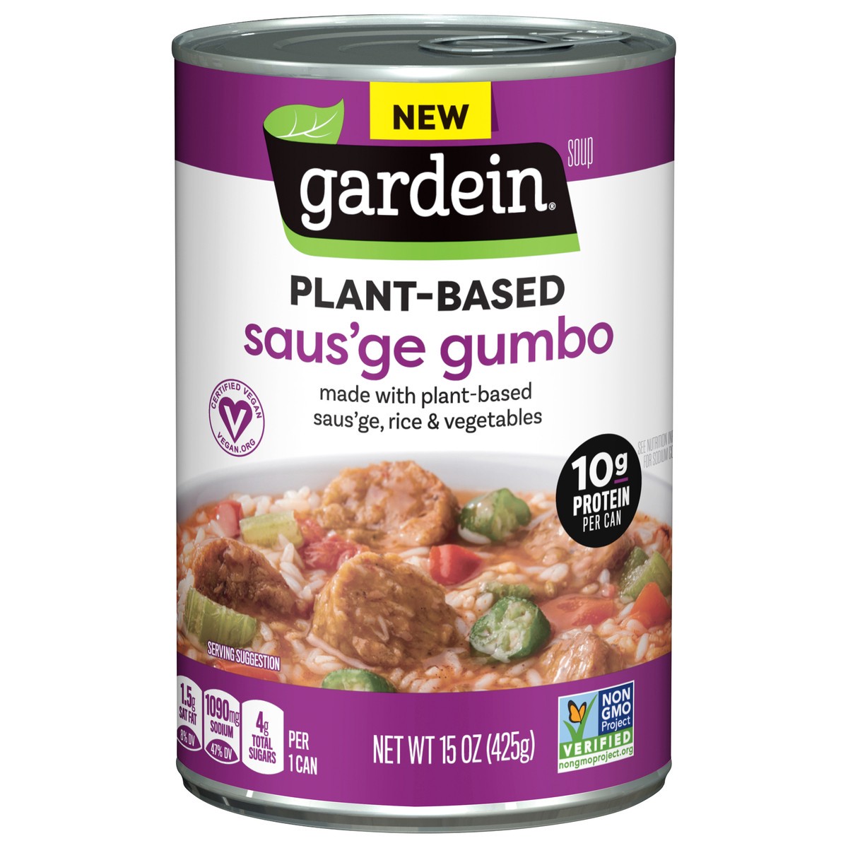 slide 1 of 10, Gardein Plant-Based Saus'ge Gumbo Soup 15 oz, 1 ct