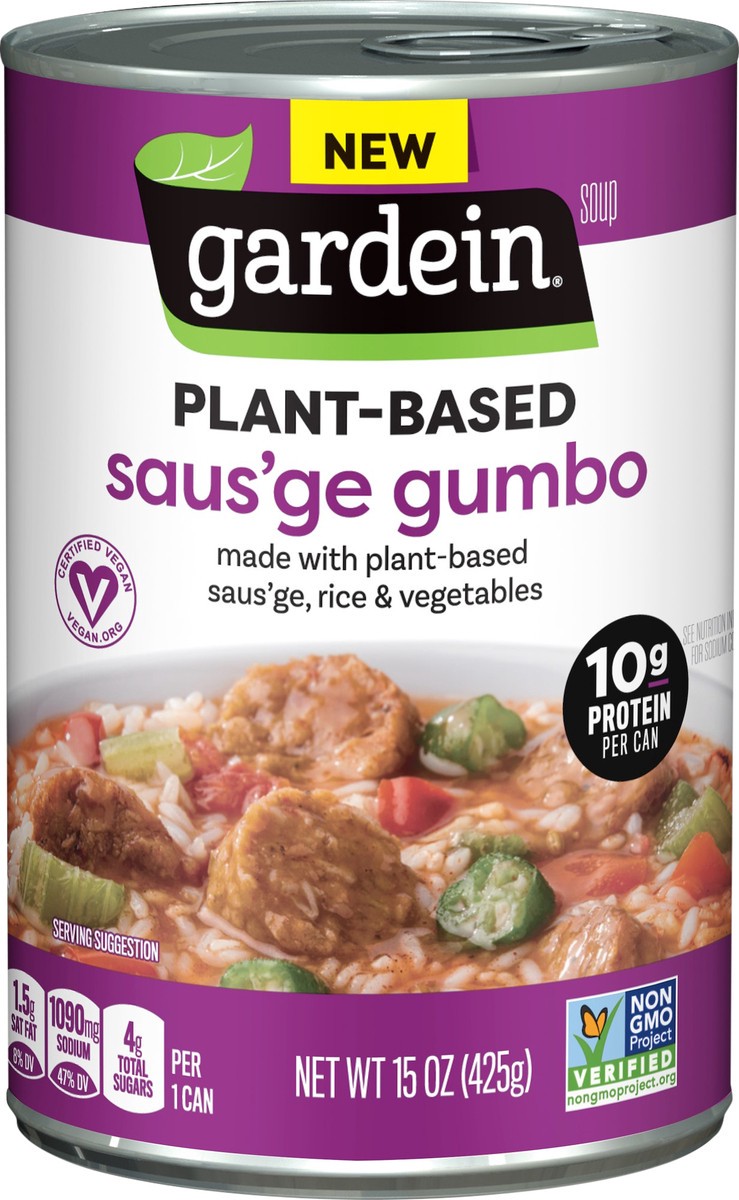 slide 1 of 10, Gardein Plant-Based Saus'ge Gumbo Soup 15 oz, 1 ct