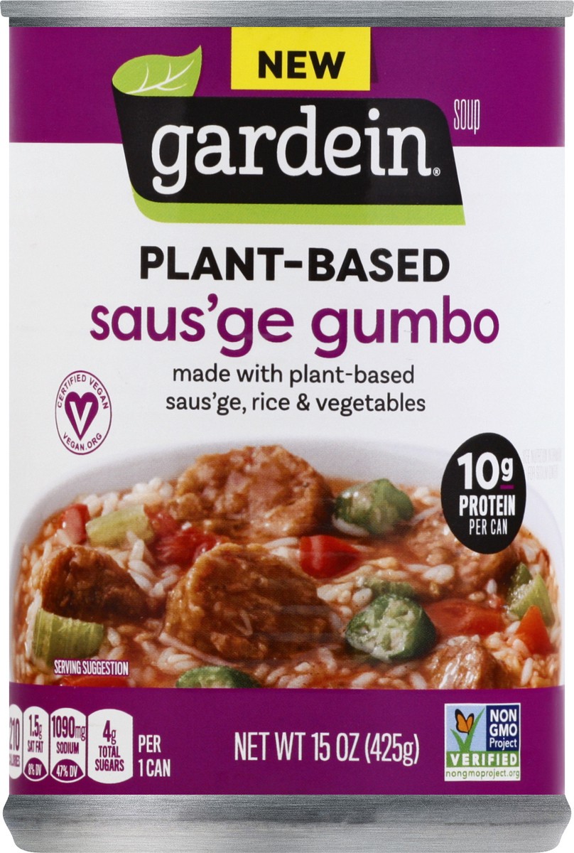 slide 9 of 10, Gardein Plant-Based Saus'ge Gumbo Soup 15 oz, 1 ct