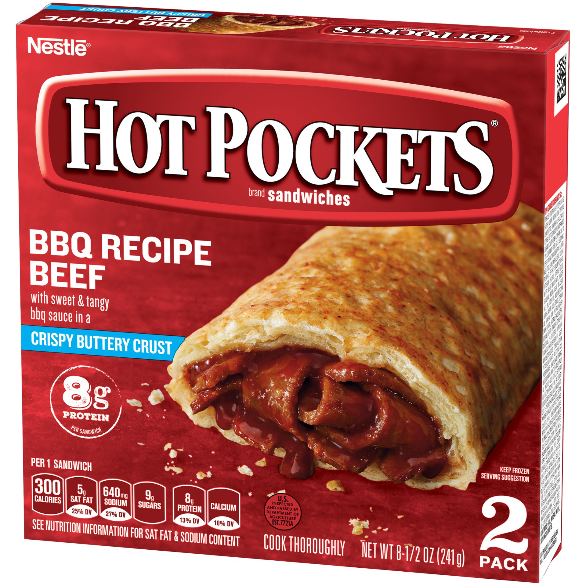 slide 4 of 10, Hot Pockets BBQ Recipe Beef Crispy Buttery Crust Frozen Snacks, 2 ct; 9 oz