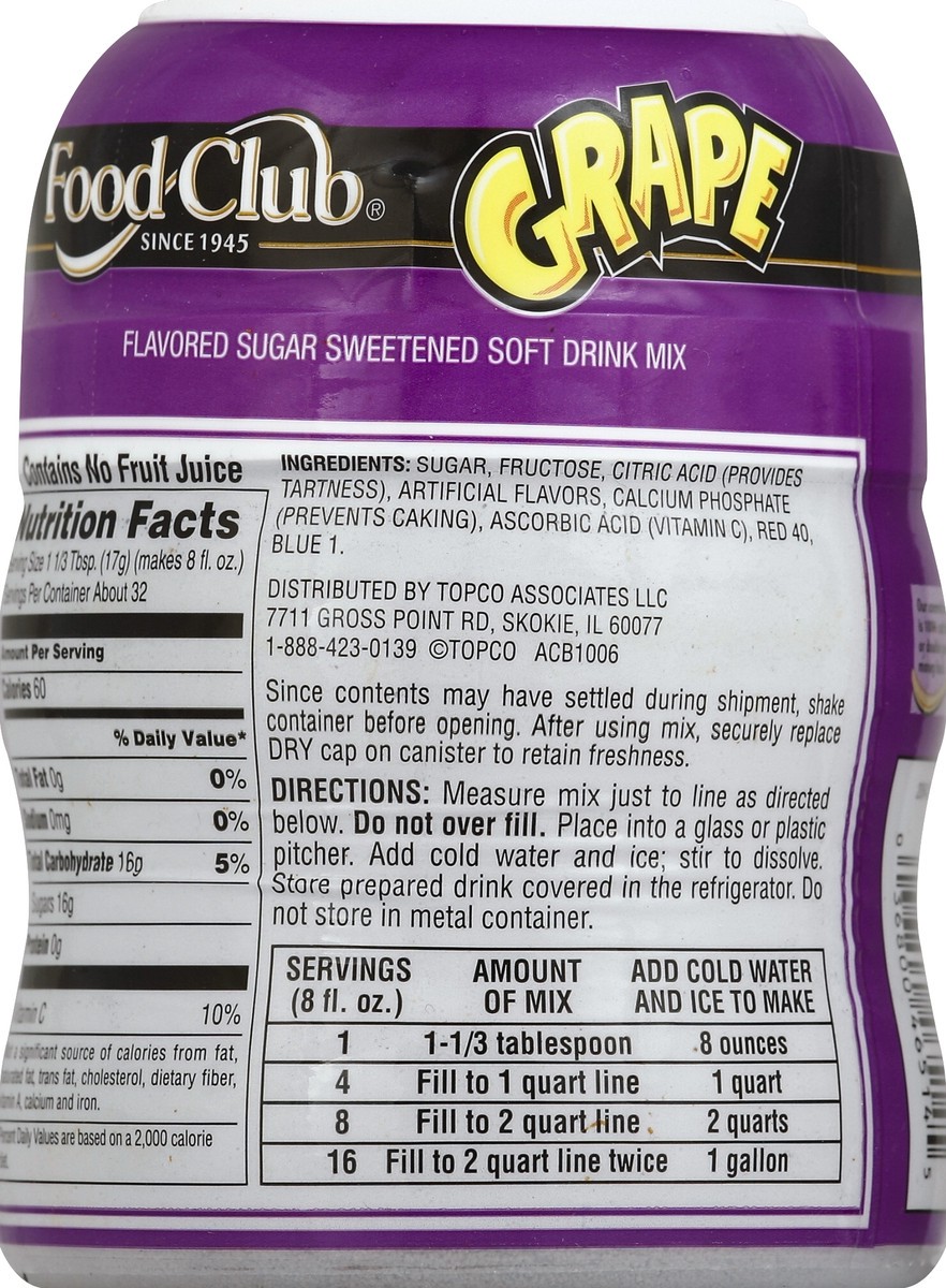 slide 6 of 6, Food Club Grape Drink Mix, 8 qt