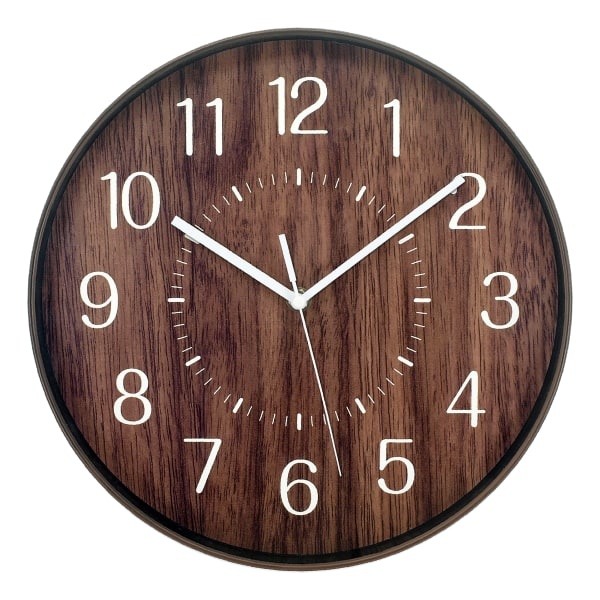 slide 1 of 1, Realspace Round Wall Clock, 12'', Woodgrain, 1 ct