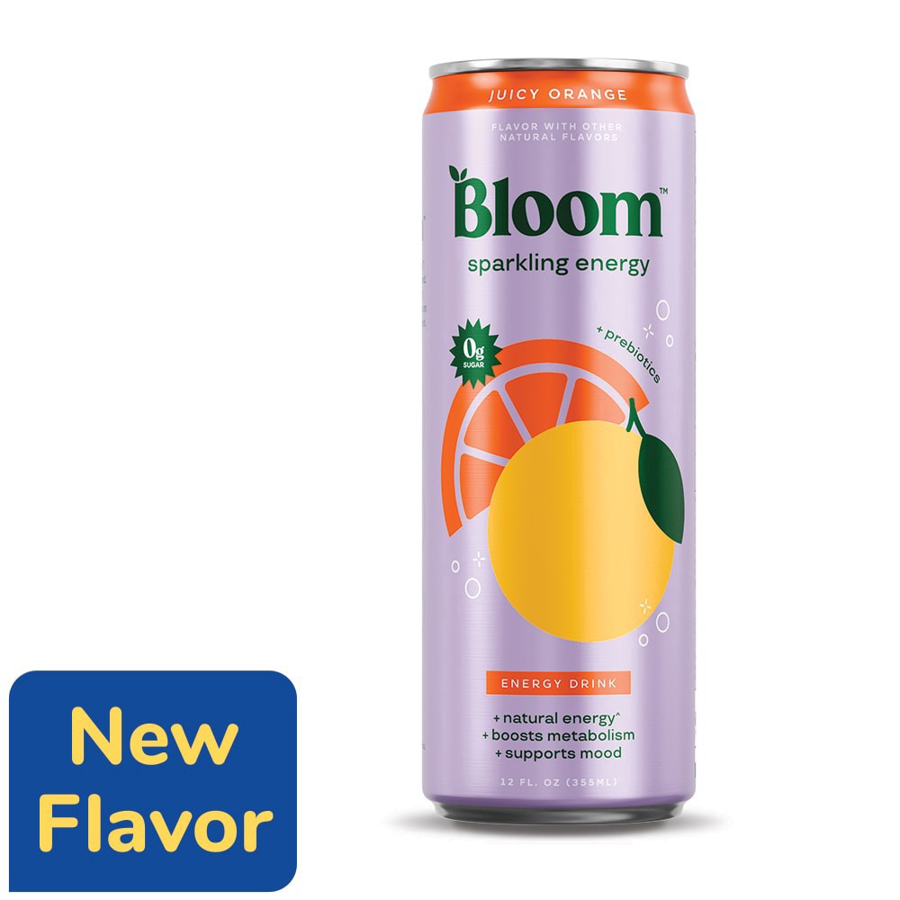slide 1 of 1, Bloom Sparkling Energy Juicy Orange, 12 oz