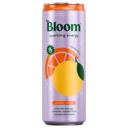 Bloom Juicy Orange Sparkling Energy Drink, 12 fl oz can