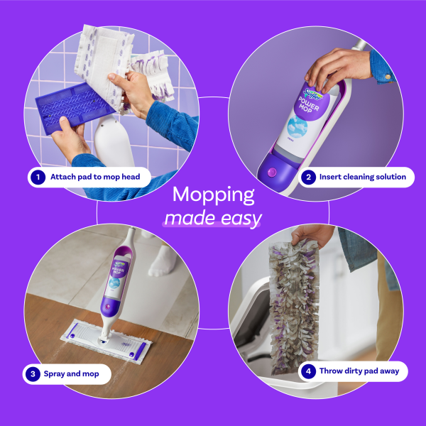 slide 6 of 10, Swiffer Power Mop Starter Kit Non-Peggable, 1 ct