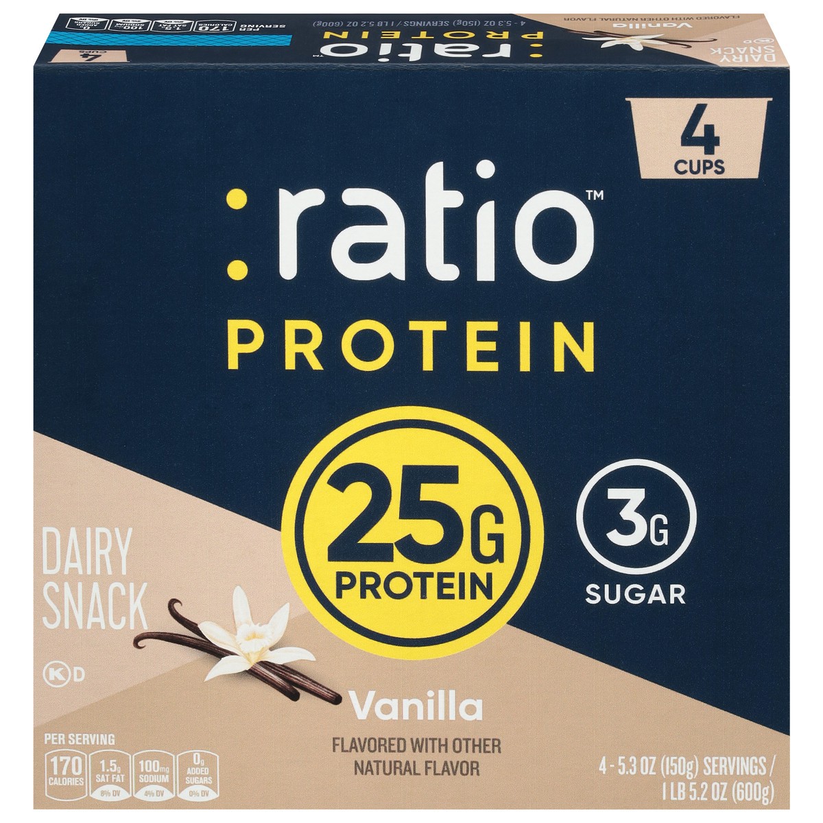 slide 1 of 7, :ratio Protein Vanilla Greek Yogurt - 21.2oz/4pk, 4 ct; 21.2 oz