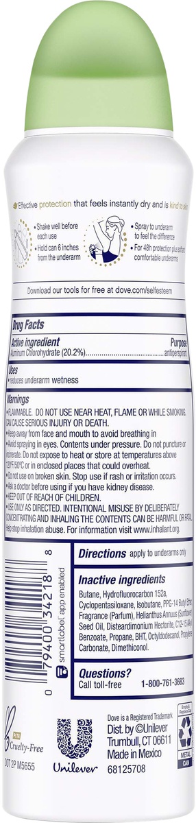 slide 4 of 5, Dove Dry Spray Cool Essentials Antiperspirant, 3.8 oz