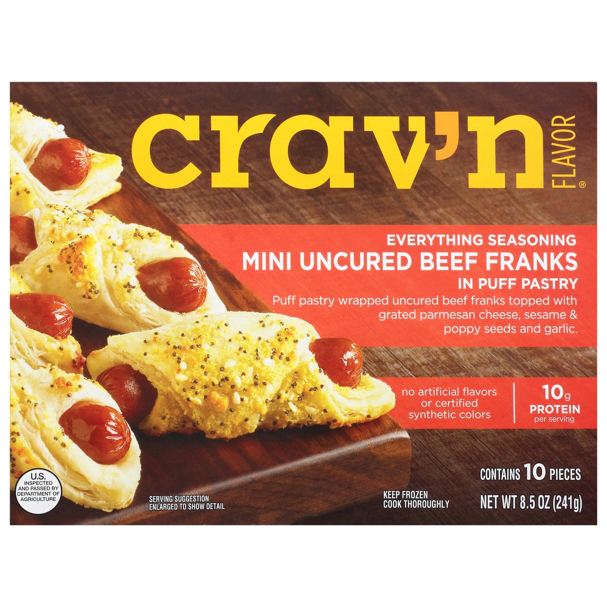 slide 2 of 16, Crav'n Flavor Uncured Everything Seasoning Beef Franks In Puff Pastry Mini 10 ea, 10 ct